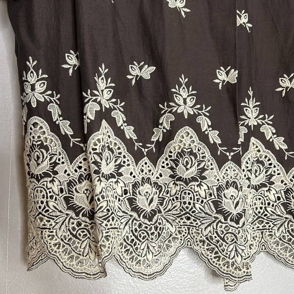 ECI New York Brown Crop Bohemia. Single snap embroidered botanical jacket - Picture 4 of 8